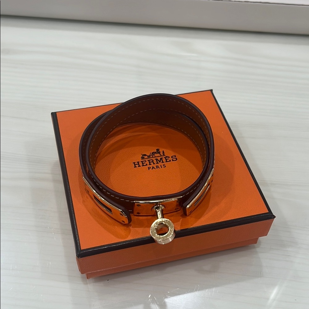 Authentic Hardly worn Hermes Brown and Gold Bracelet